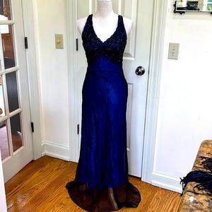 Elegant Royal Blue and Black Gown.